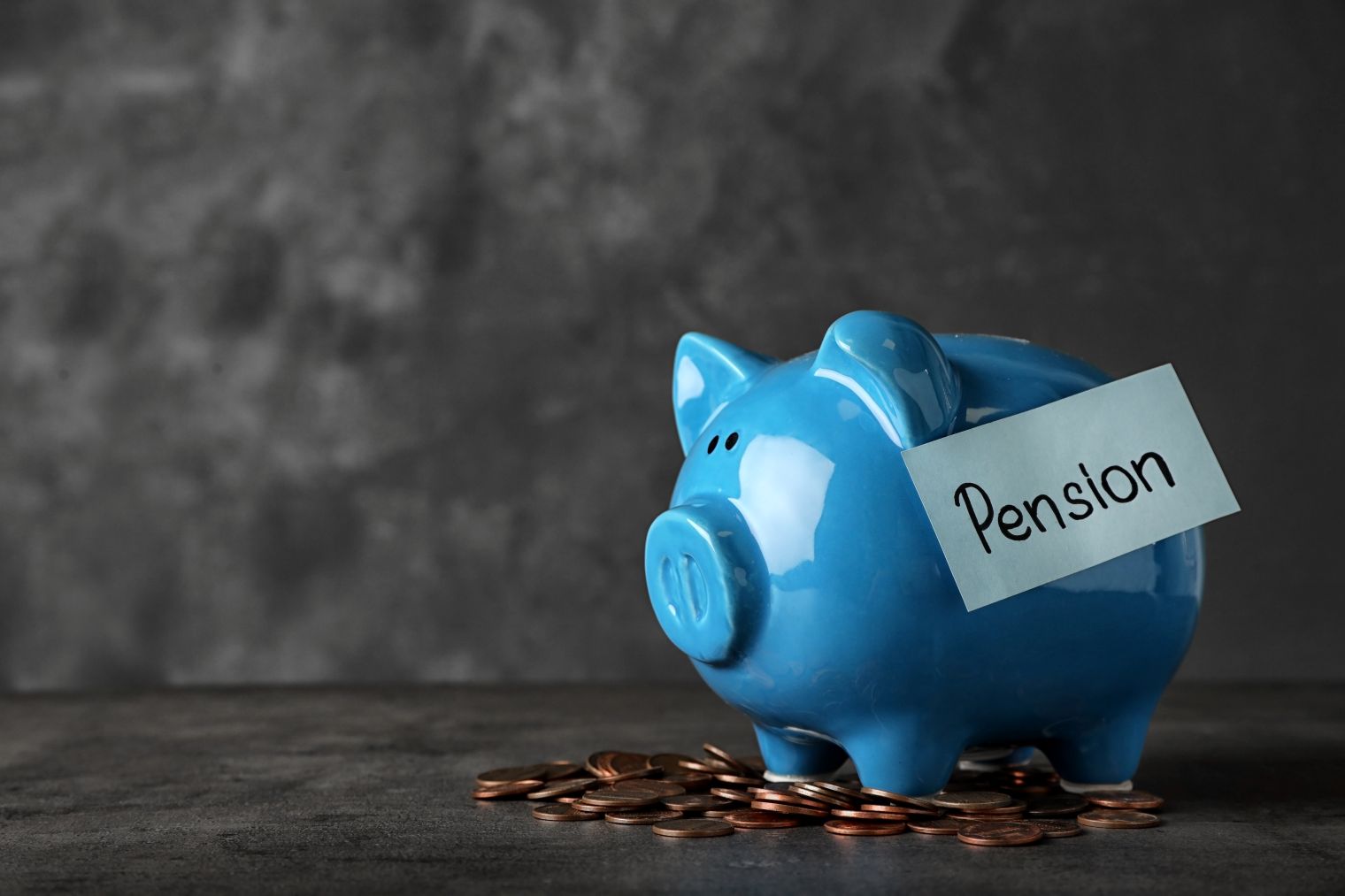 Piggy bank with word PENSION