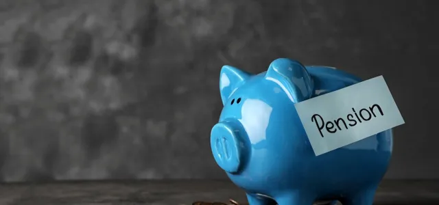Piggy bank with word PENSION